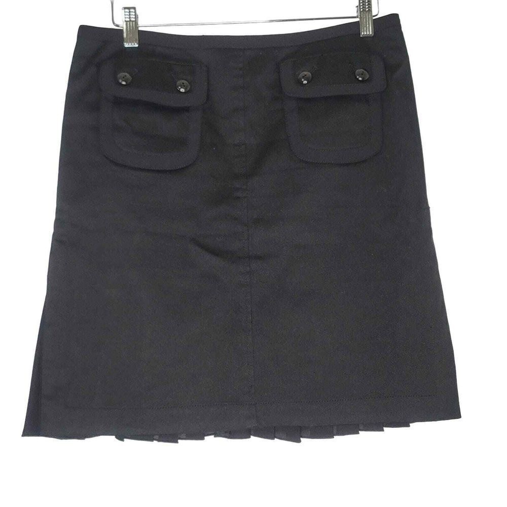 Per Se Black A-Line Skirt Back Pleats Pockets Academia Preppy Work Office 8